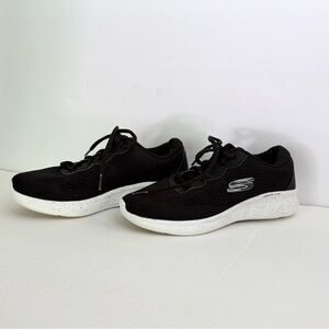 Skechers-Lite Pro Sneakers Womens Black/White Memory Foam Walking Running Sz 6.5